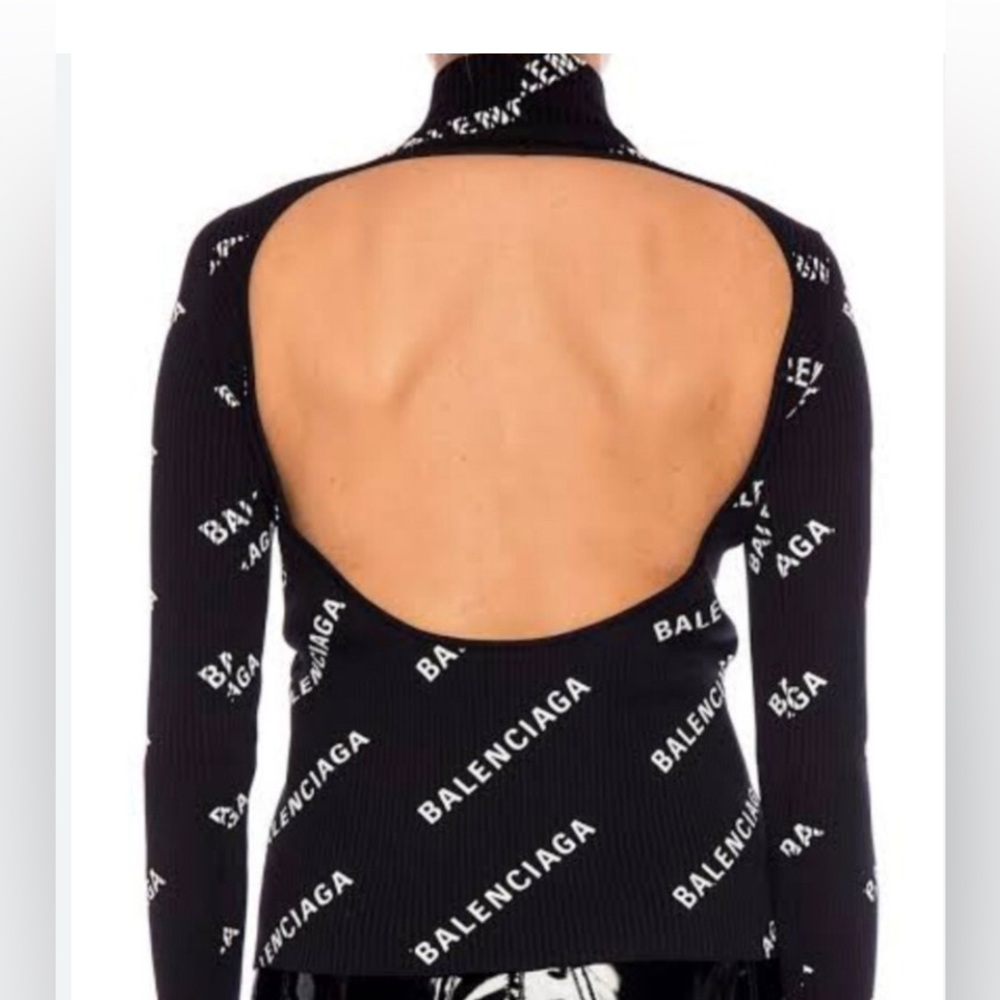 Balenciaga Monochrome Logo Ribbed Sweater